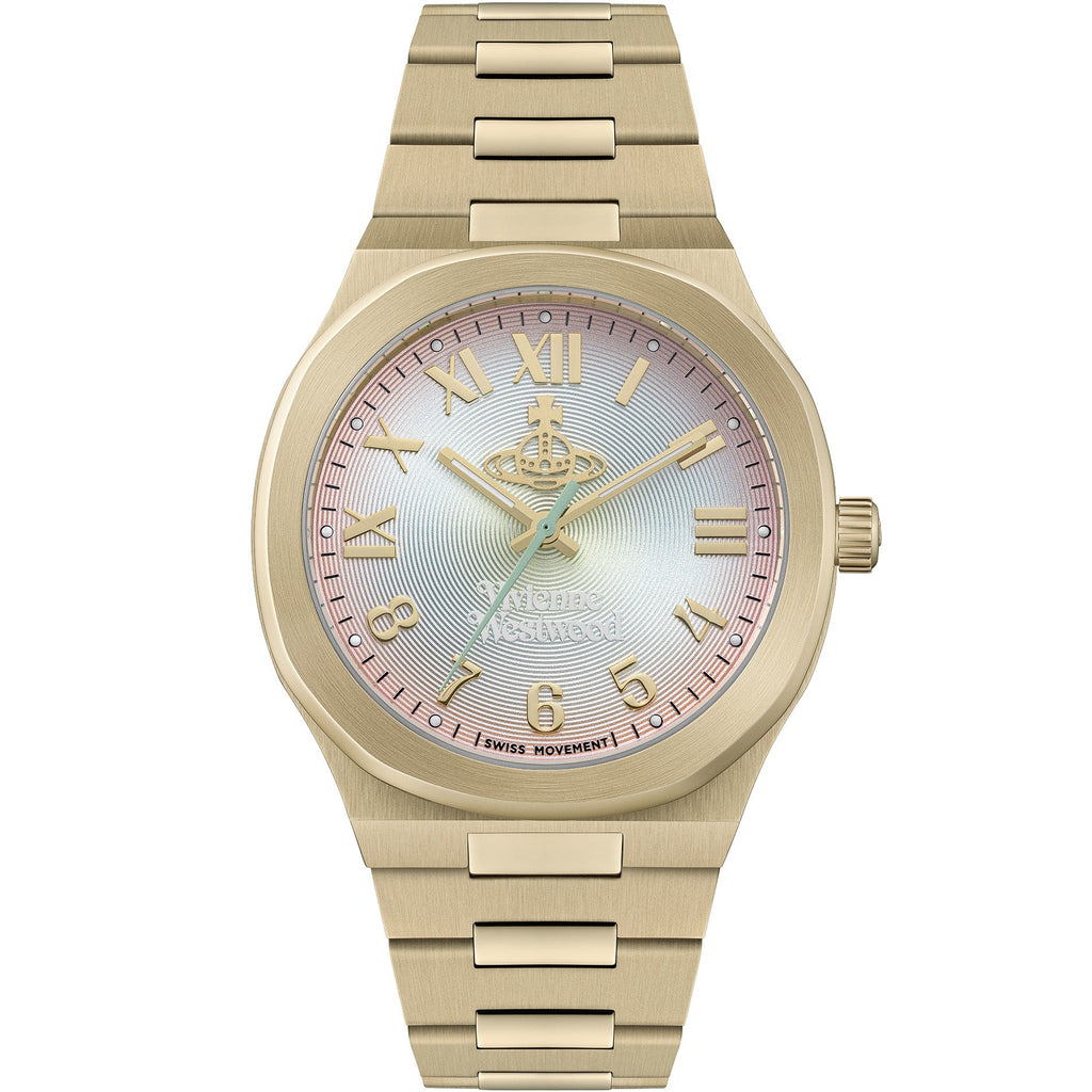 Vivienne Westwood Ladies Merton Pink, Silver Green Ombre Dial Gold Plated Bracelet Watch by Vivienne Westwood