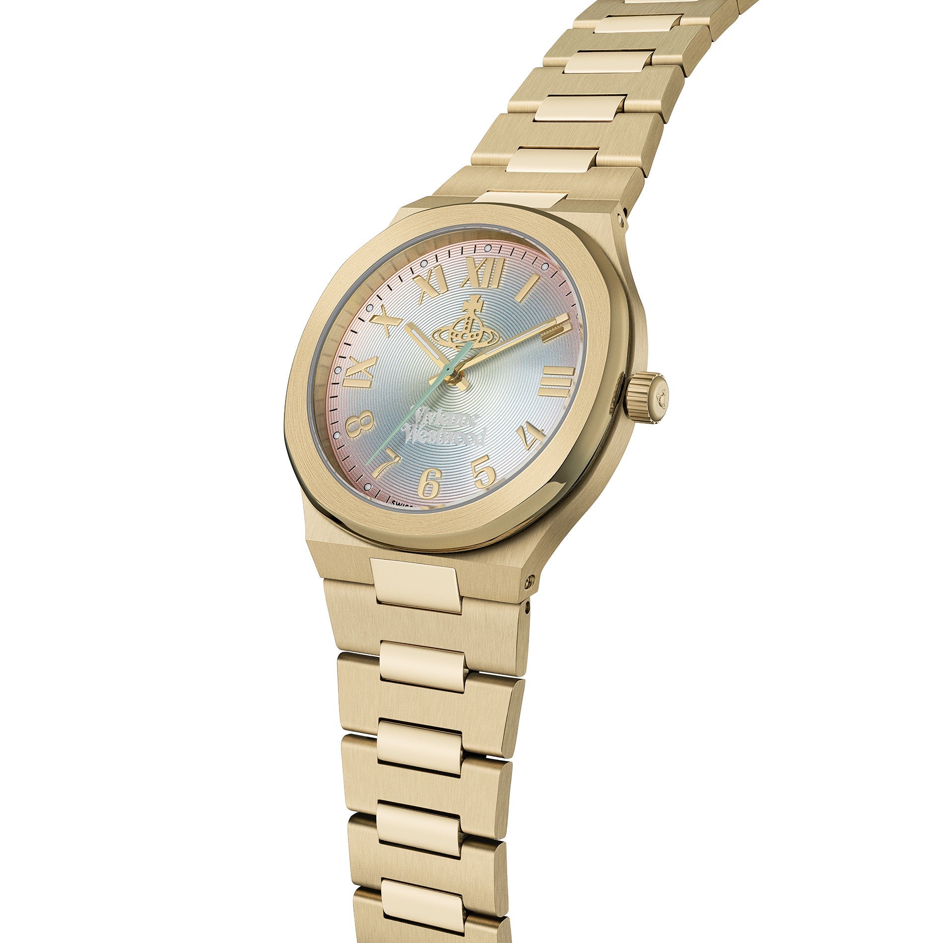 Vivienne Westwood Ladies Merton Pink, Silver Green Ombre Dial Gold Plated Bracelet Watch by Vivienne Westwood