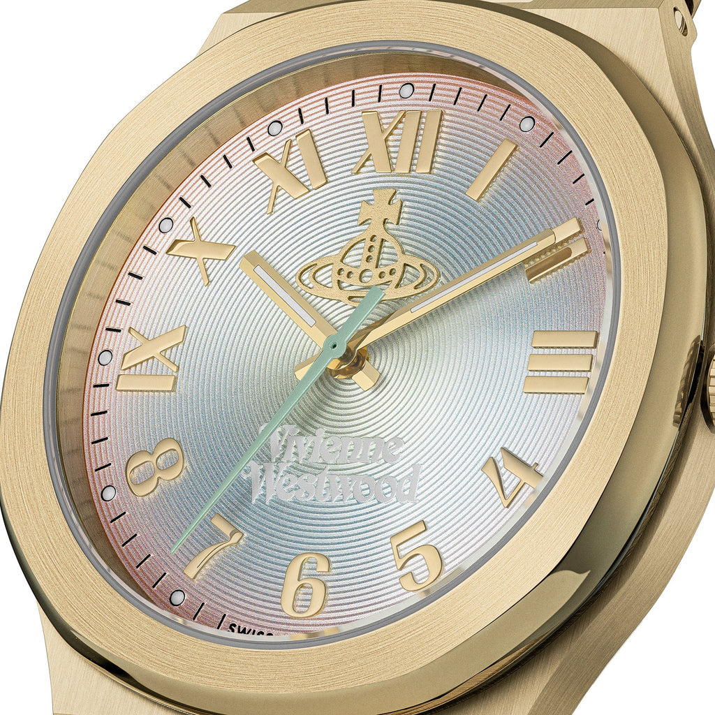 Vivienne Westwood Ladies Merton Pink, Silver Green Ombre Dial Gold Plated Bracelet Watch by Vivienne Westwood