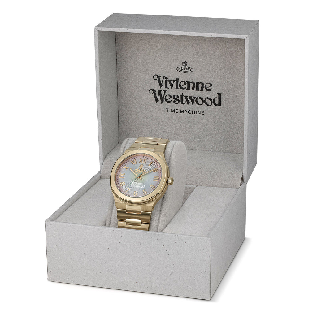 Vivienne Westwood Ladies Merton Pink, Silver Green Ombre Dial Gold Plated Bracelet Watch by Vivienne Westwood
