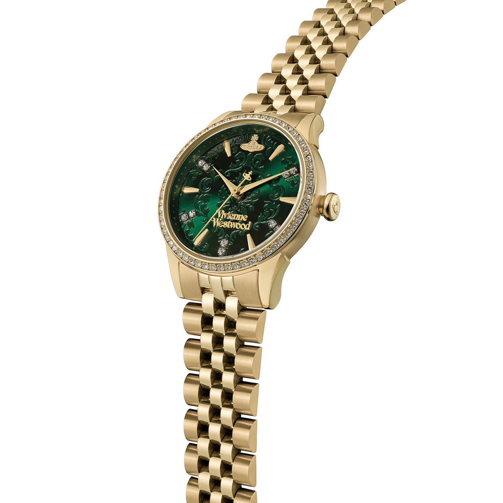 Vivienne Westwood Ladies Wallace Green Crystal Dial Gold Plated Bracelet Watch by Vivienne Westwood