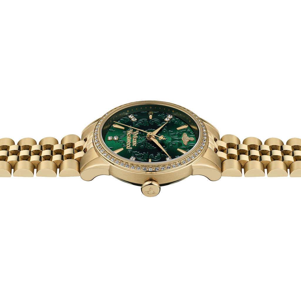 Vivienne Westwood Ladies Wallace Green Crystal Dial Gold Plated Bracelet Watch by Vivienne Westwood