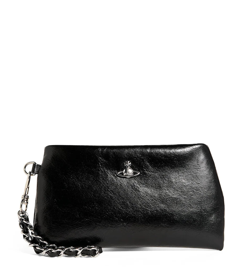 Womens Vivienne Westwood Sadie Wristlet Pouch Black Handbag