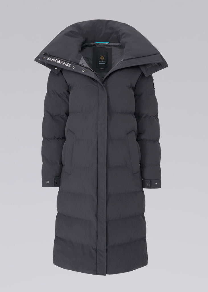 Women's Sandbanks Haven Charcoal Long Puffer Jacket