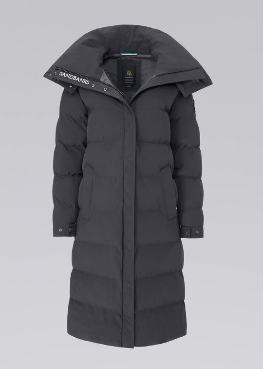 Women's Sandbanks Haven Charcoal Long Puffer Jacket