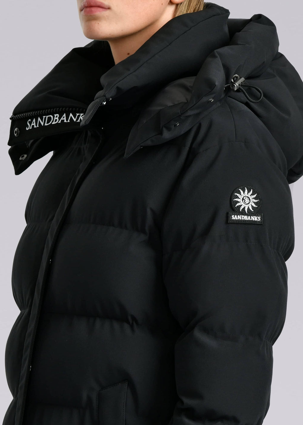 Women's Sandbanks Haven Black Long Puffer Jacket - image 5