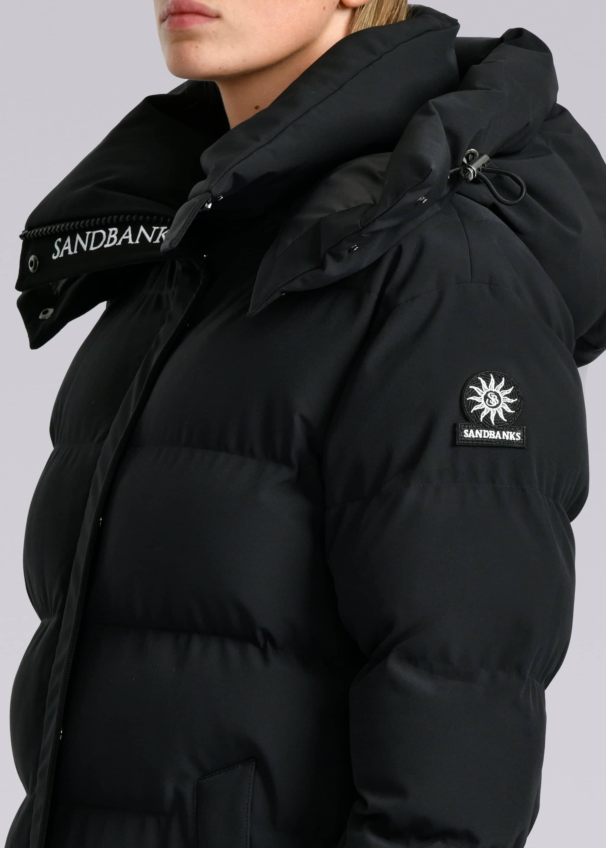 Women's Sandbanks Haven Black Long Puffer Jacket - image 5