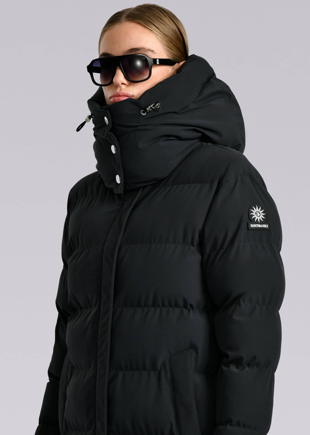 Women's Sandbanks Haven Black Long Puffer Jacket - image 6