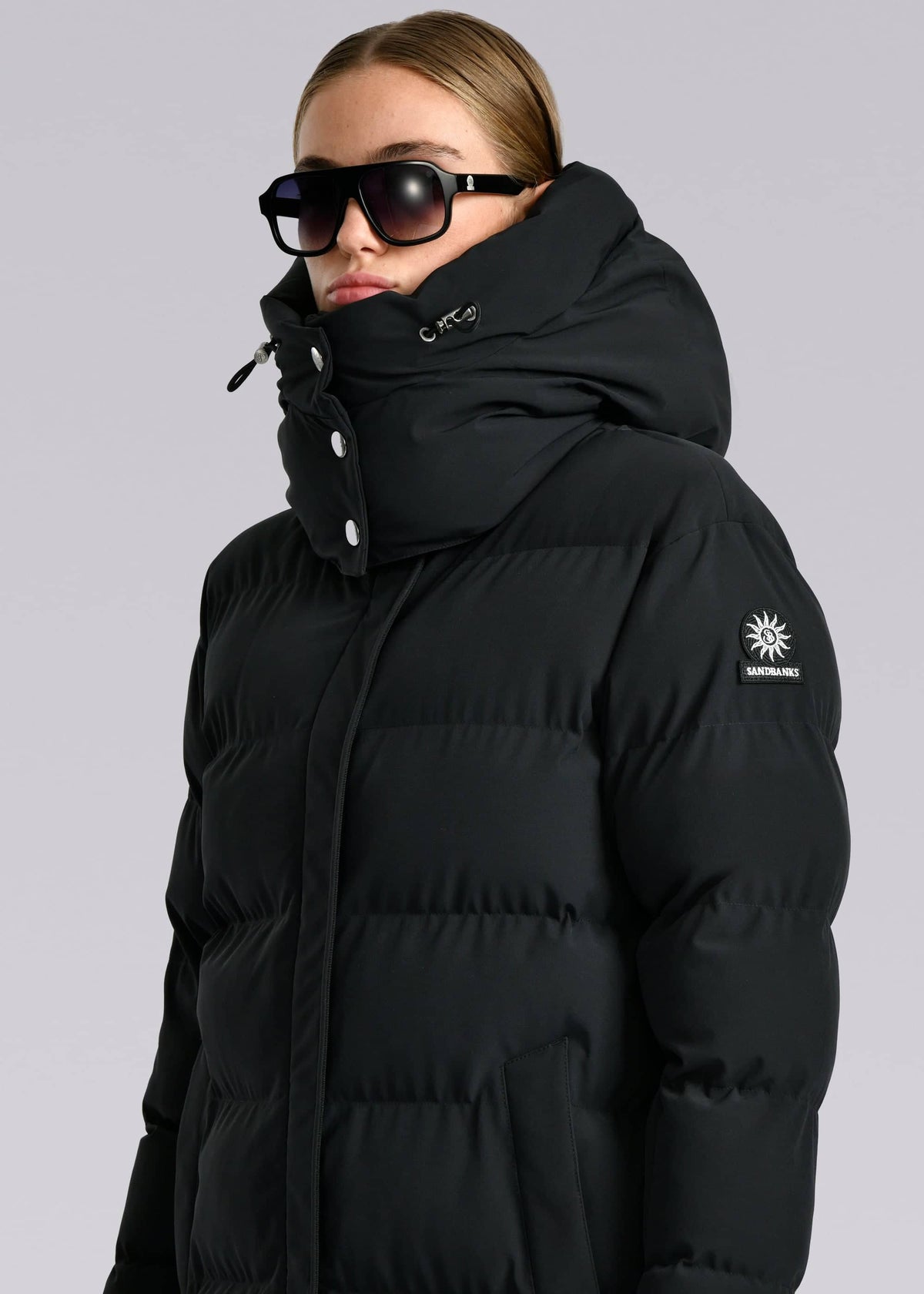 Women's Sandbanks Haven Black Long Puffer Jacket - image 6