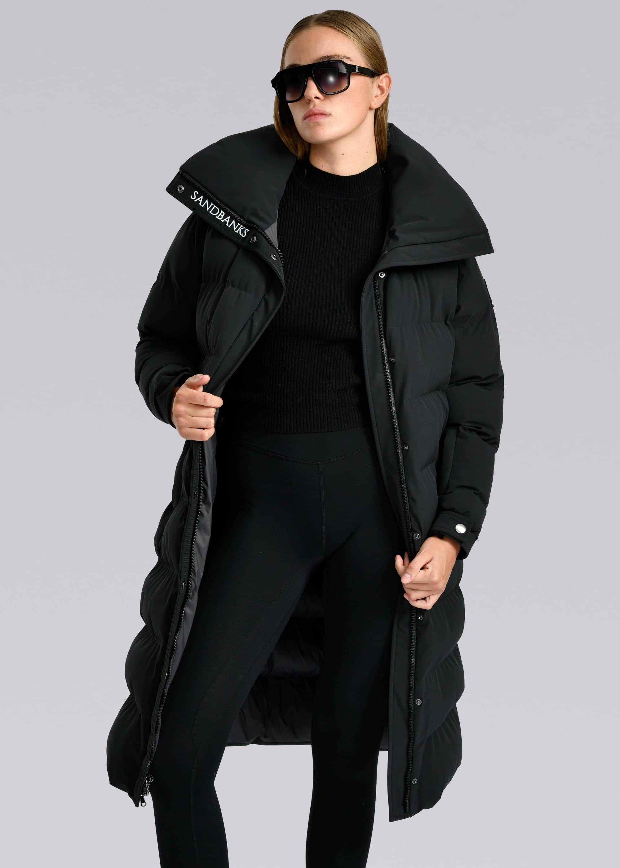 Women's Sandbanks Haven Black Long Puffer Jacket - image 3