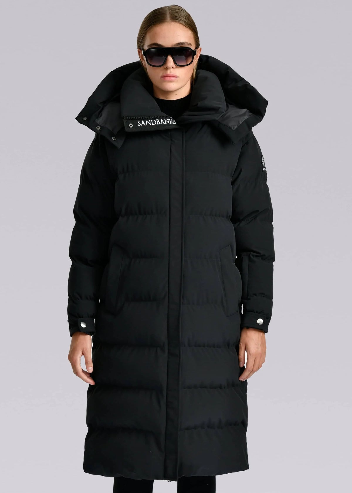 Women's Sandbanks Haven Black Long Puffer Jacket - image 4