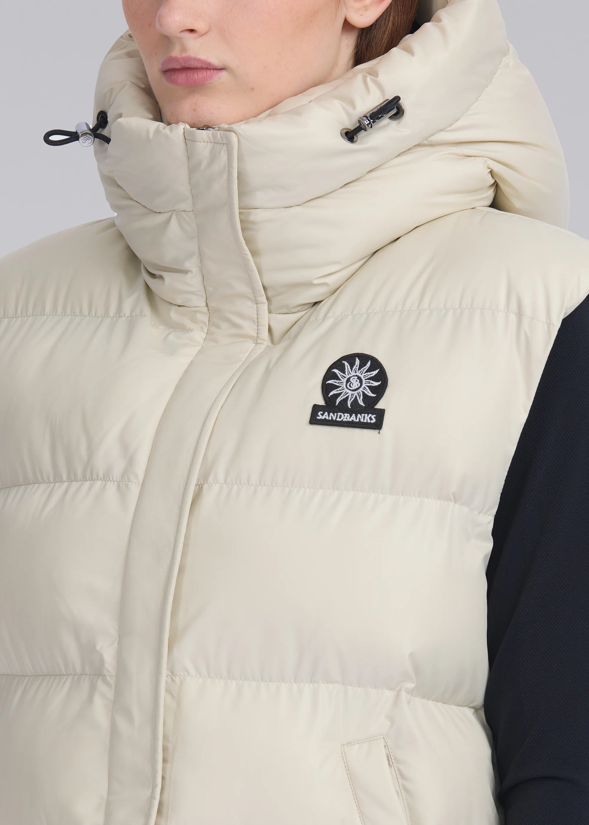 Women's Sandbanks Stone Bay Long Hooded Gilet - image 7