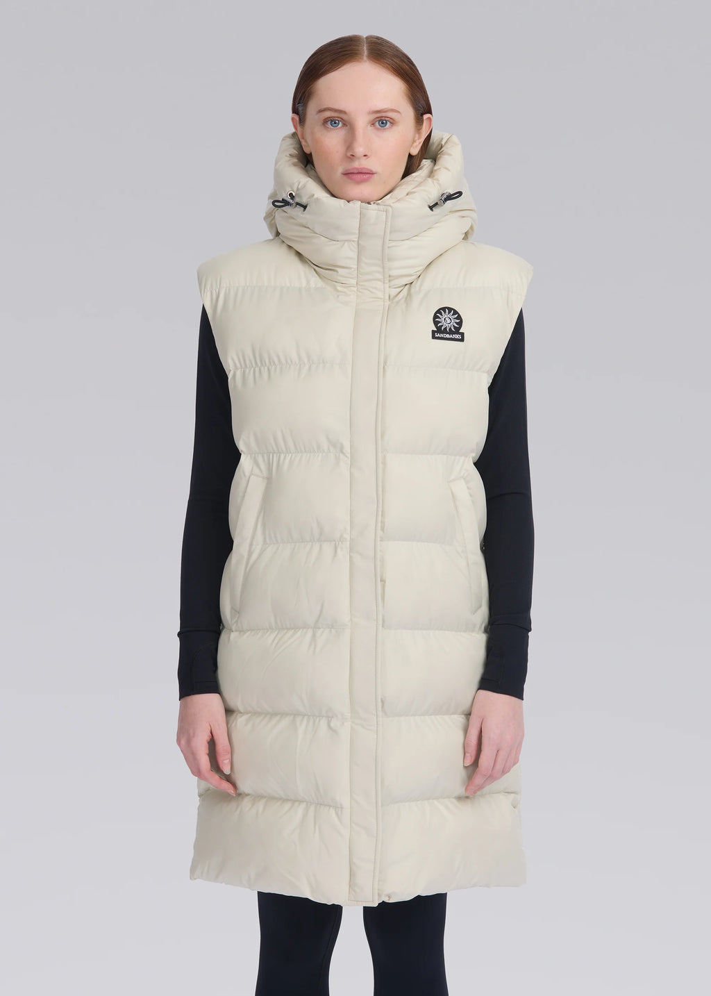 Women's Sandbanks Stone Bay Long Hooded Gilet - image 4