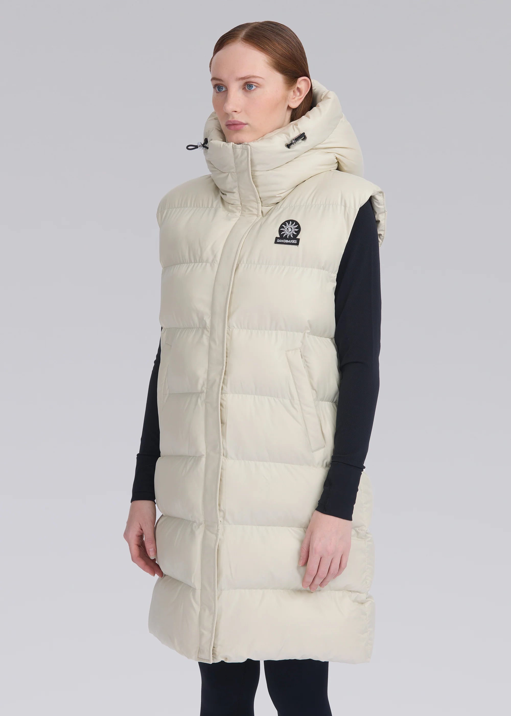 Women's Sandbanks Stone Bay Long Hooded Gilet - image 5