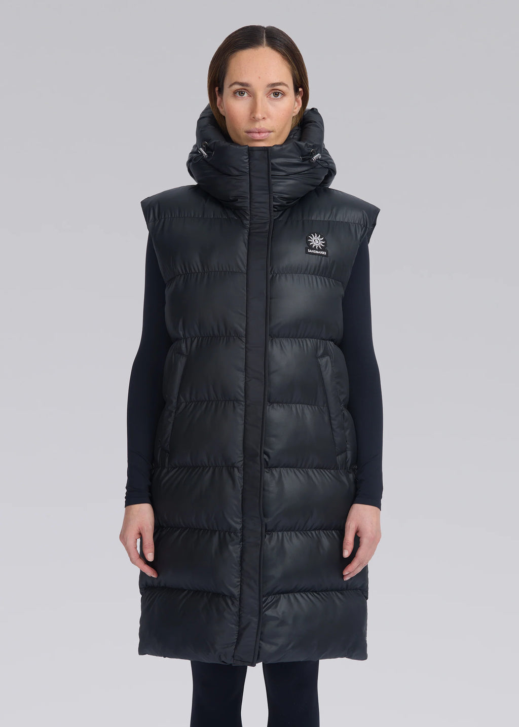 Women's Sandbanks Black Bay Long Hooded Gilet - image 5