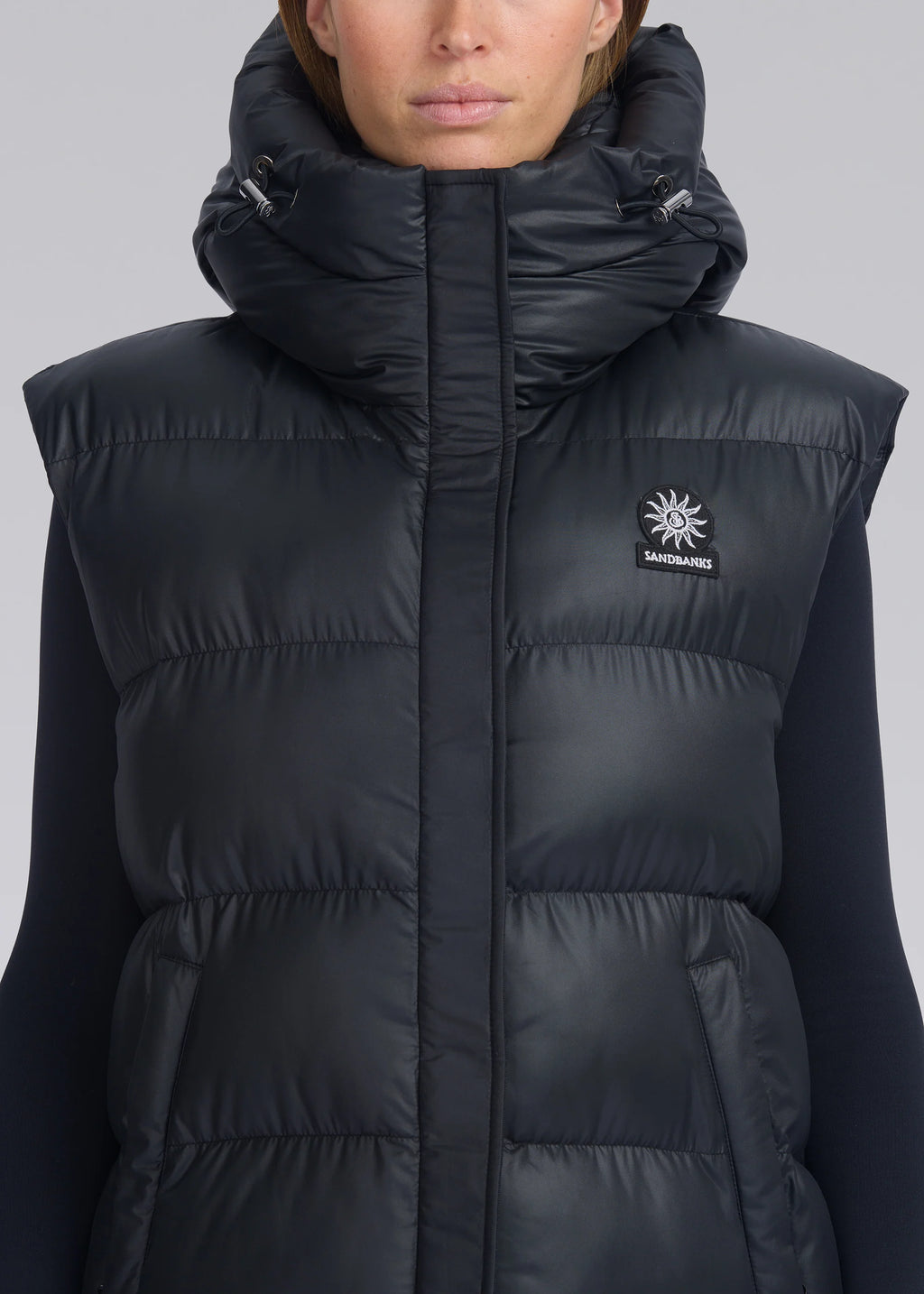 Women's Sandbanks Black Bay Long Hooded Gilet - image 7
