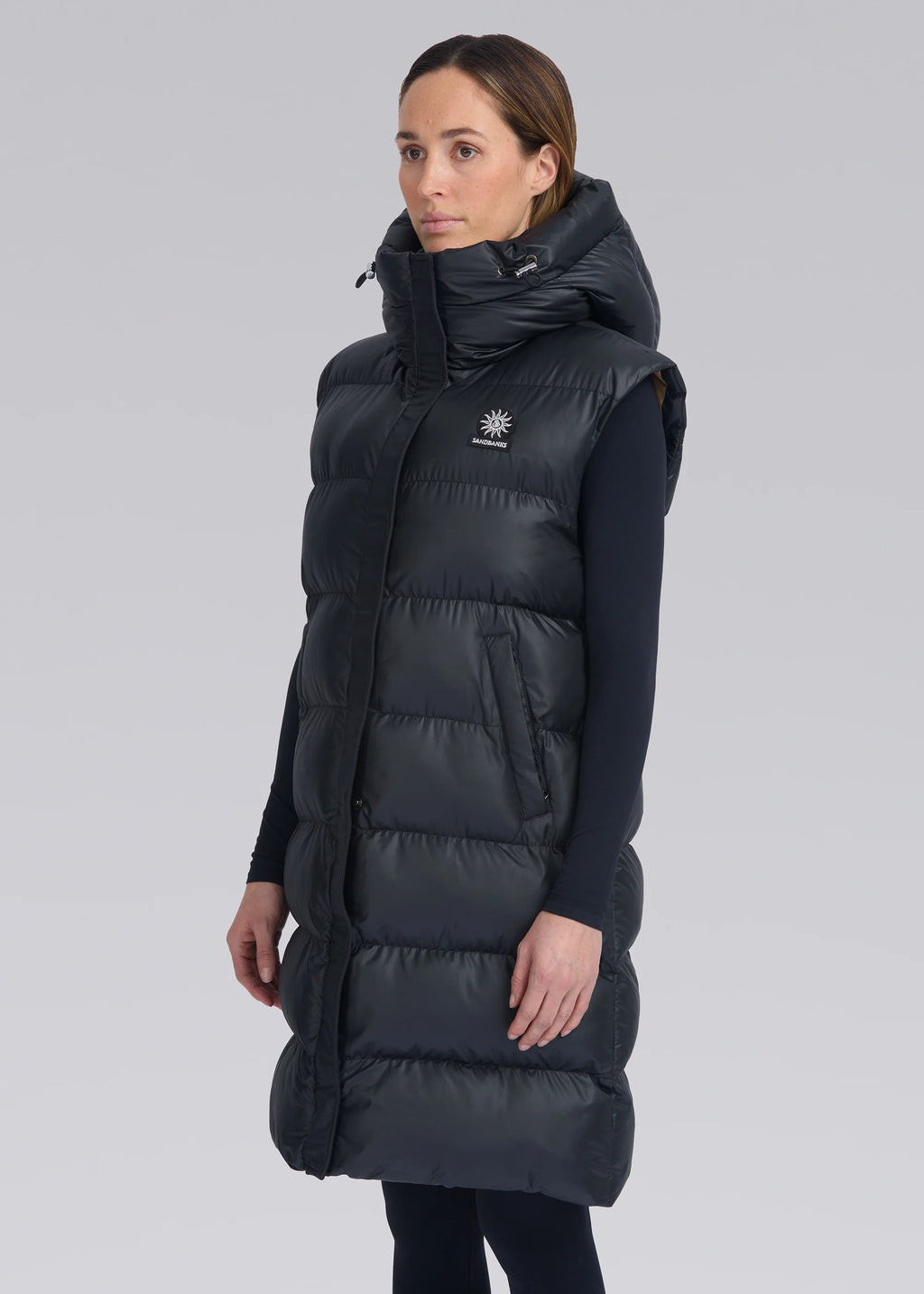 Women's Sandbanks Black Bay Long Hooded Gilet - image 8