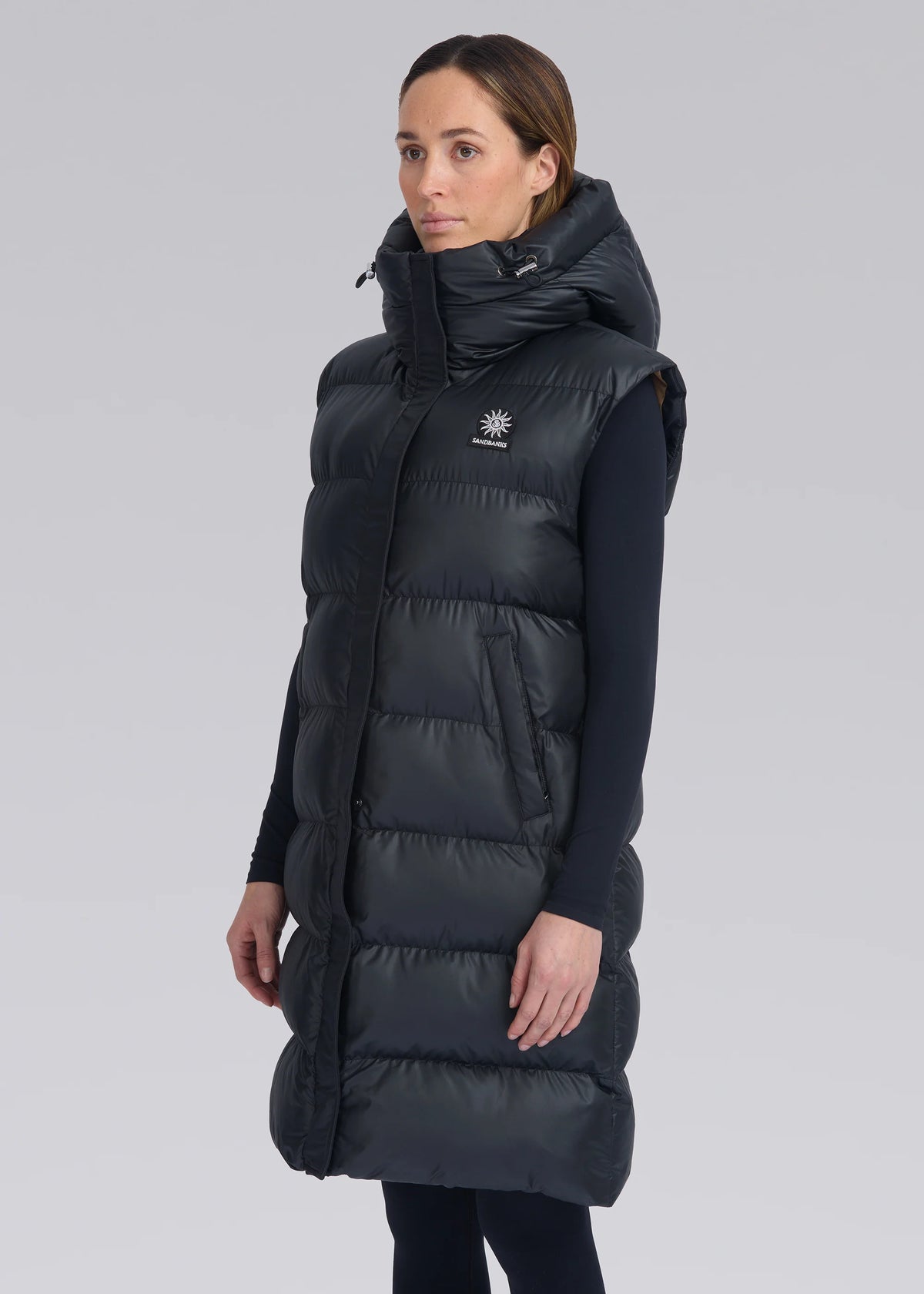 Women's Sandbanks Black Bay Long Hooded Gilet - image 8