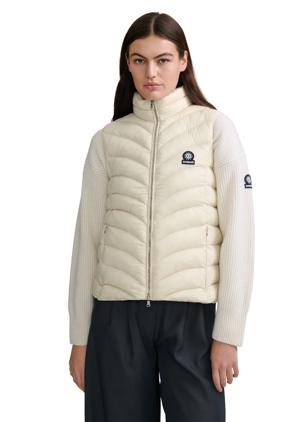 Women's Sandbanks Micro Puffer Gilet in Stone