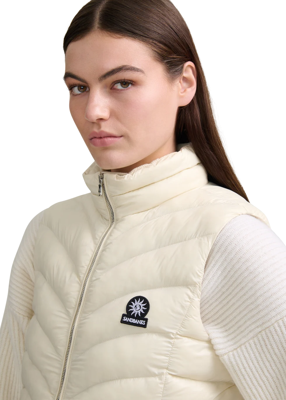 Women's Sandbanks Micro Puffer Gilet in Stone