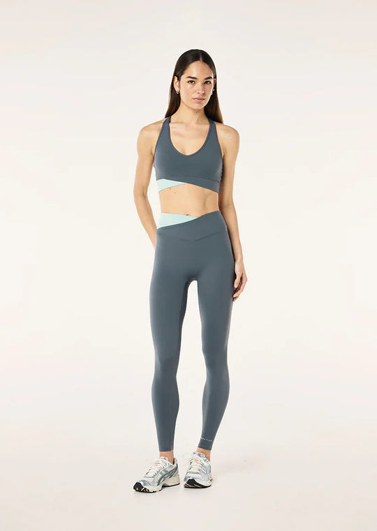 Women's P.E Nation Wander Bra & Leggings in Thunder & Dusty Mint Set