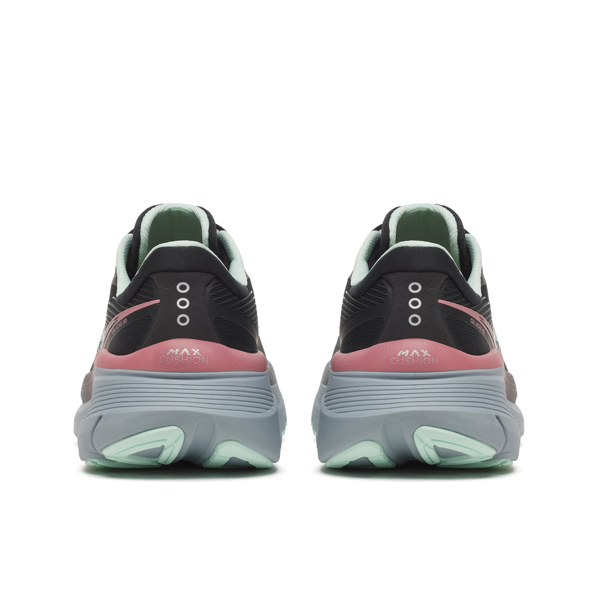 Black and pink running shoes with 'Max' branding on a white background