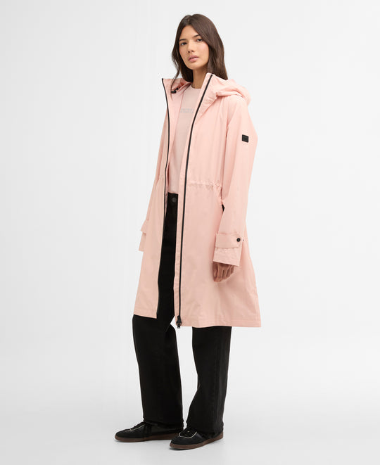 Women's Barbour International Longline Kyra Waterproof Jacket I Desert Pink