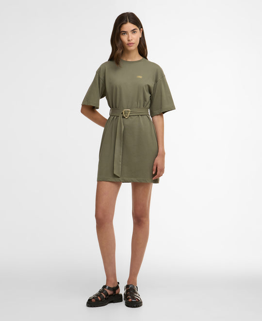 Women's Barbour International Uma Mini Dress in Dusty Khaki