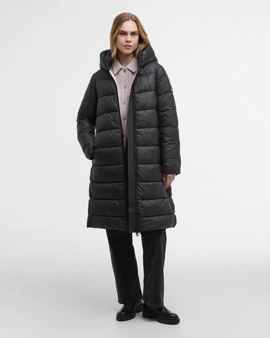 Women's Barbour Longline Olivios Black Puffer Jacket