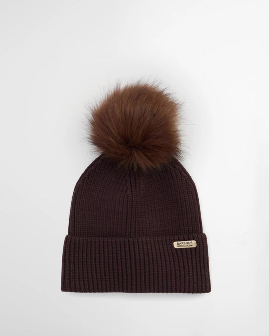 Women's Barbour Mallory Pom Beanie in Chocolate