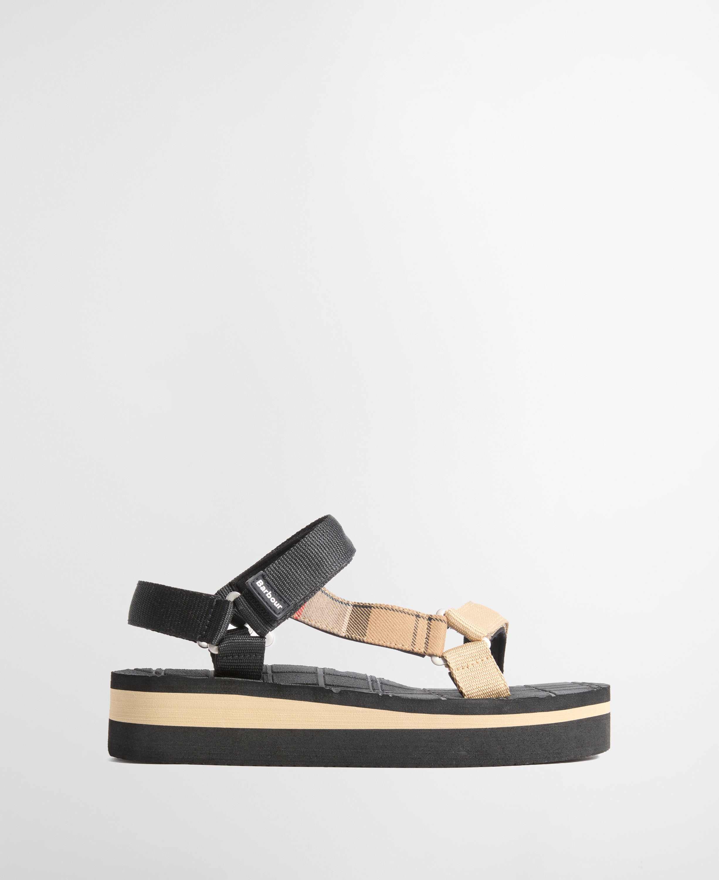 Women's Barbour Mila Sandal In Black Dress Tartan
