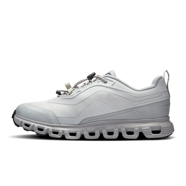White athletic shoe with sole design on a white background
