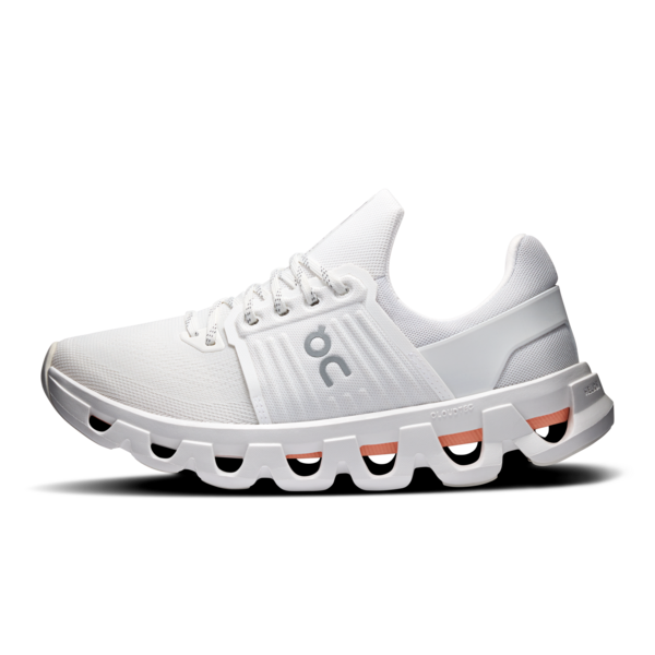 white on running trainer on a white background
