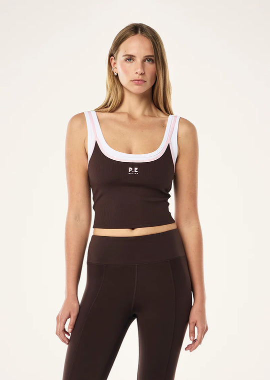 Women's P.E Nation Forward Tank in Espresso Chalk Pink