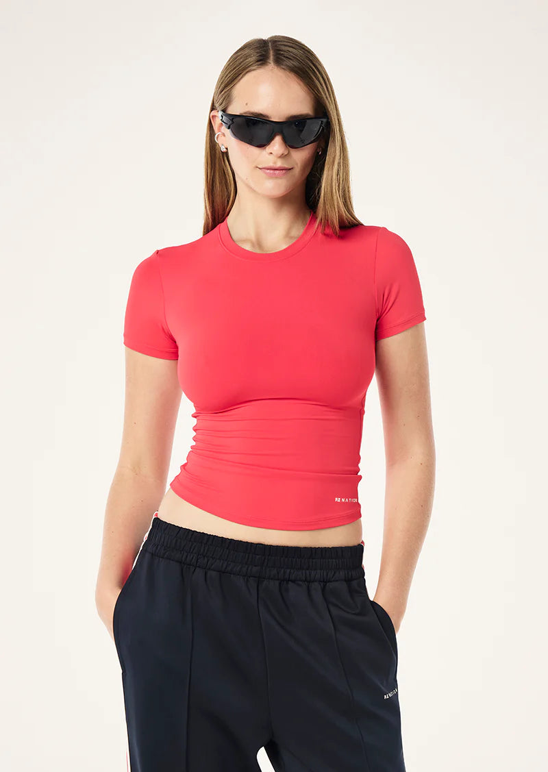 Women's P.E Nation Foundation T-Shirt in Strawberry Red