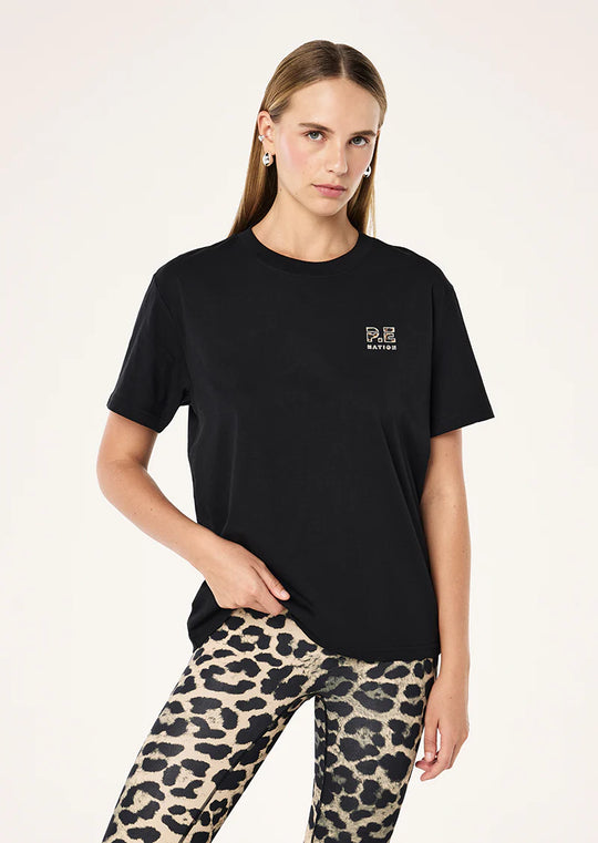 Women's P.E Nation Heads Up Tee 2.0 Black & Leopard