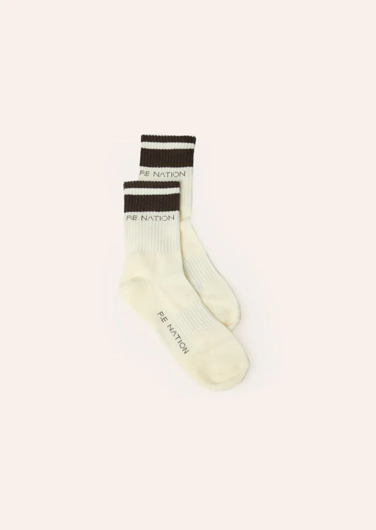 Women's P.E Nation Homage Socks in Whisper White Walnut