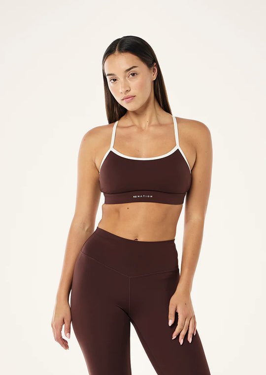 Women's P.E Nation Signature Sports Bra in Mahogany