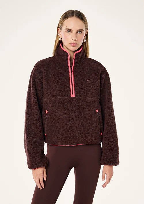 Women's P.E Nation Verde Sherpa Quarter Zip Mahogany & Diva Pink