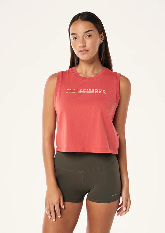 Women's P.E Nation World Wide Tank in Washed Brick Red