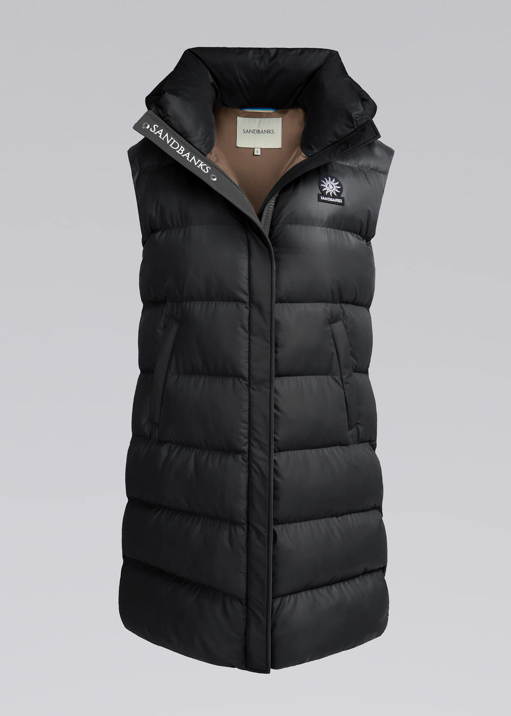 Women's Sandbanks Black Long Shell Bay Hooded Gilet