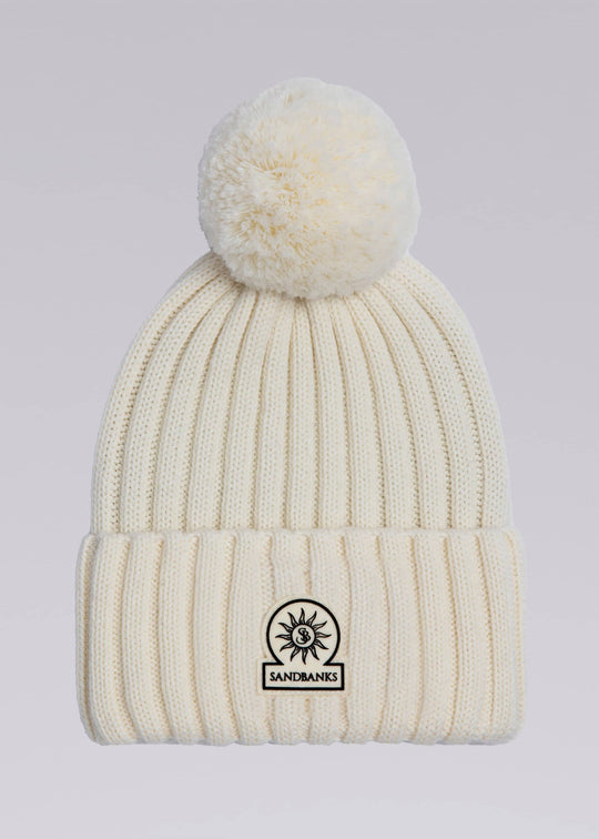 Women's Sandbanks Ecru Pom Pom Beanie Hat