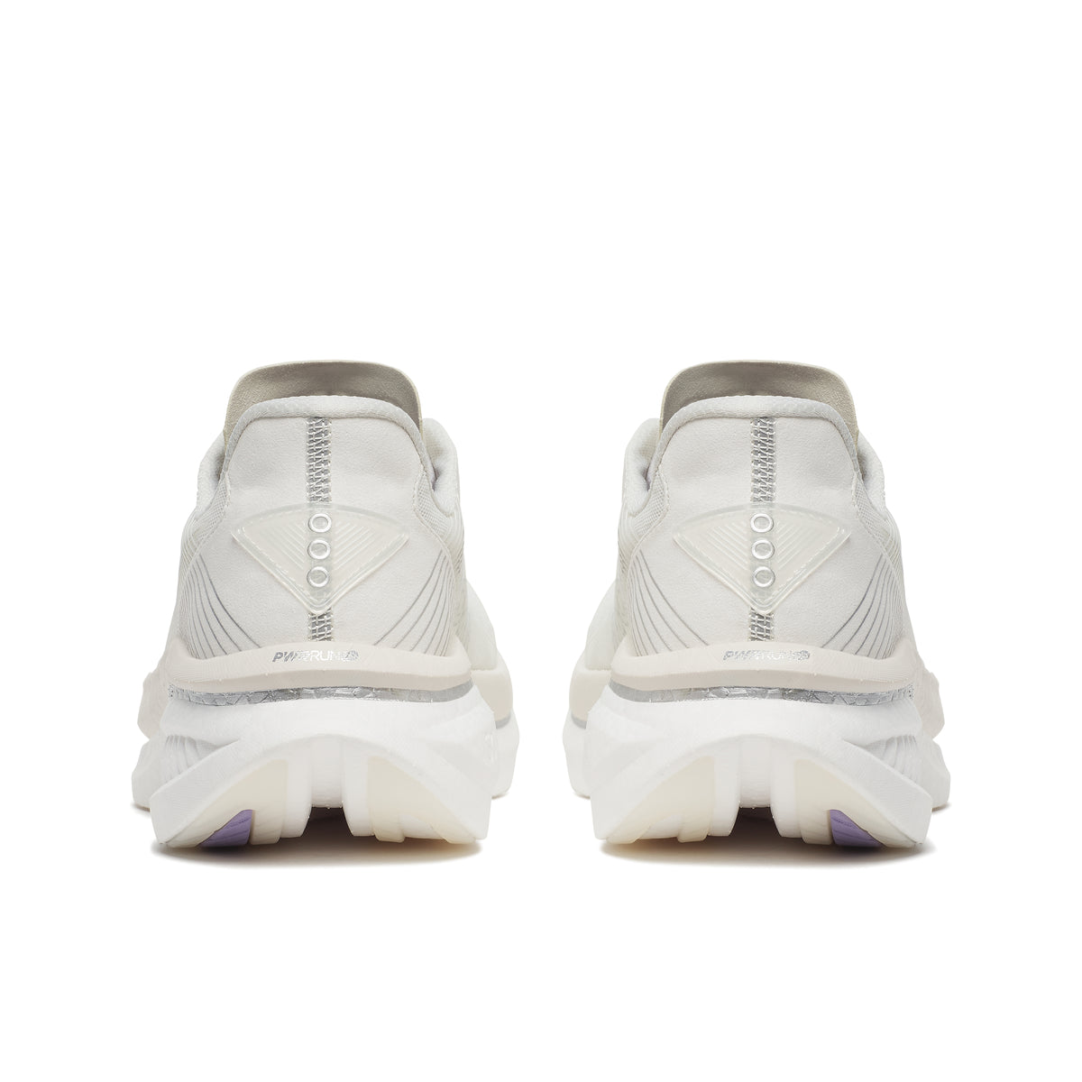 White athletic shoes with visible brand logo on a white background