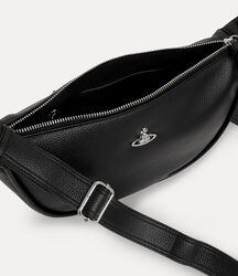 black crossbody bag with silver hardwear by vivienne westwood