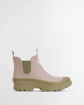 Barbour Two-tone rubber boot with beige and green colour scheme on a white background