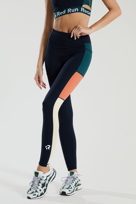 Womens Red Run ELEMENTS Navy Sculpt Legging 7/8