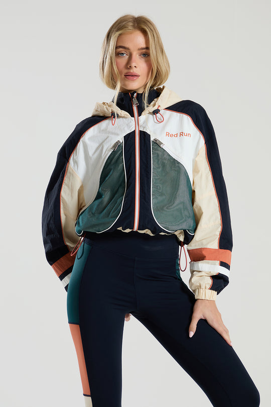 Womens Red Run ELEMENTS White Nylon Track Jacket