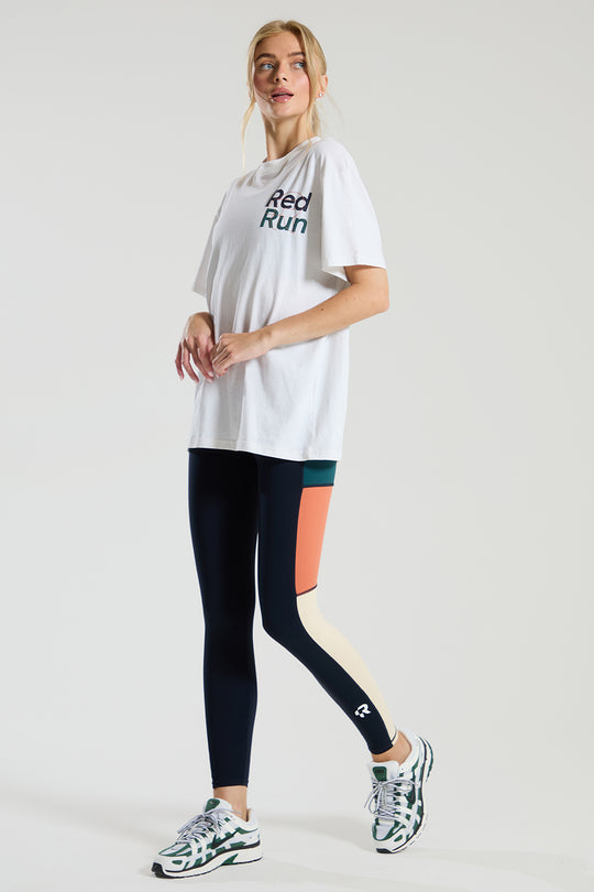 Womens Red Run ELEMENTS White Oversized Tee
