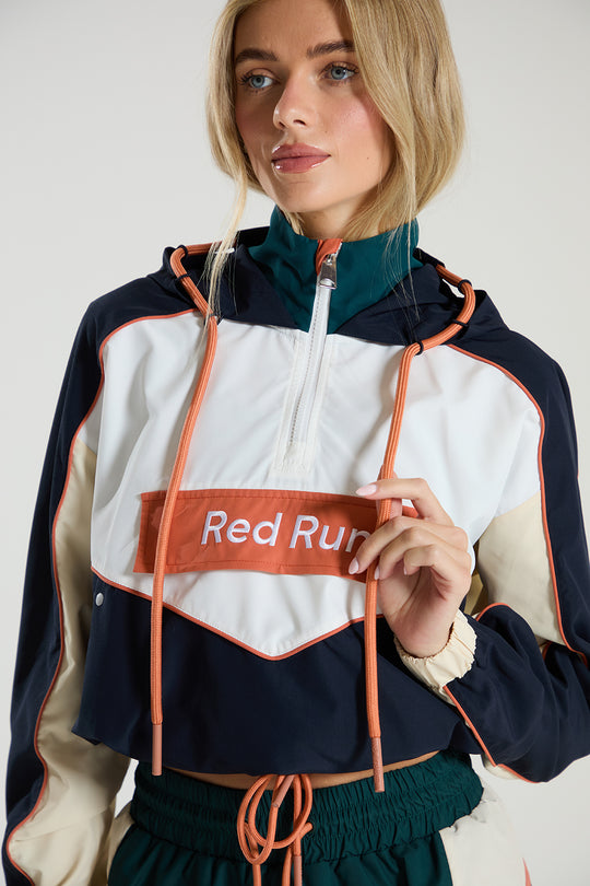 Womens Red Run ELEMENTS White Windbreaker