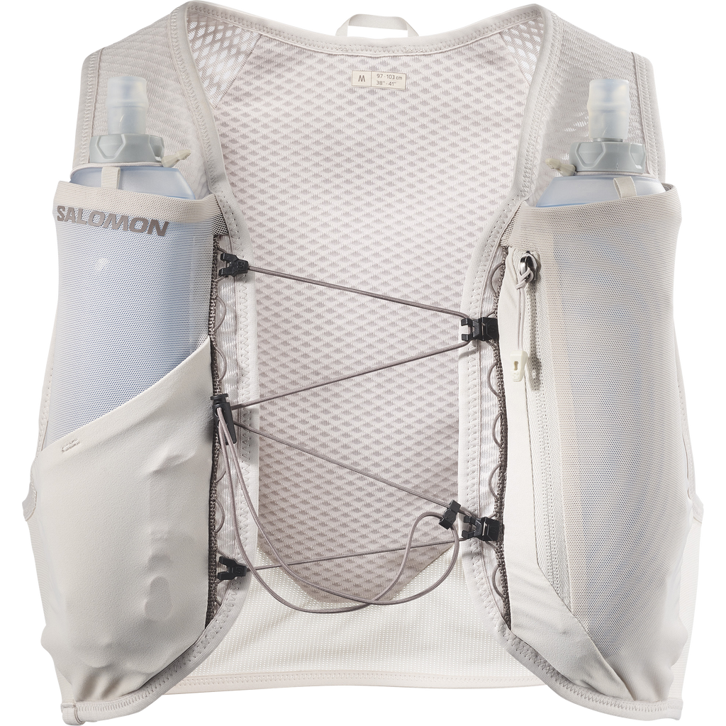 a grey Salomon hydration back pack on a white background